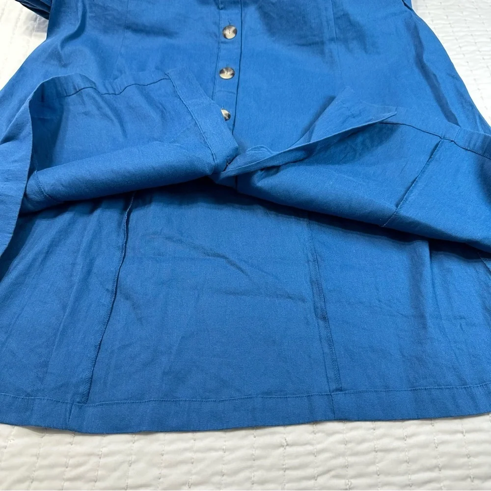 ANTONIO MELANI Ember Linen  Blue Button-Front Midi Dress - Picture 9 of 12